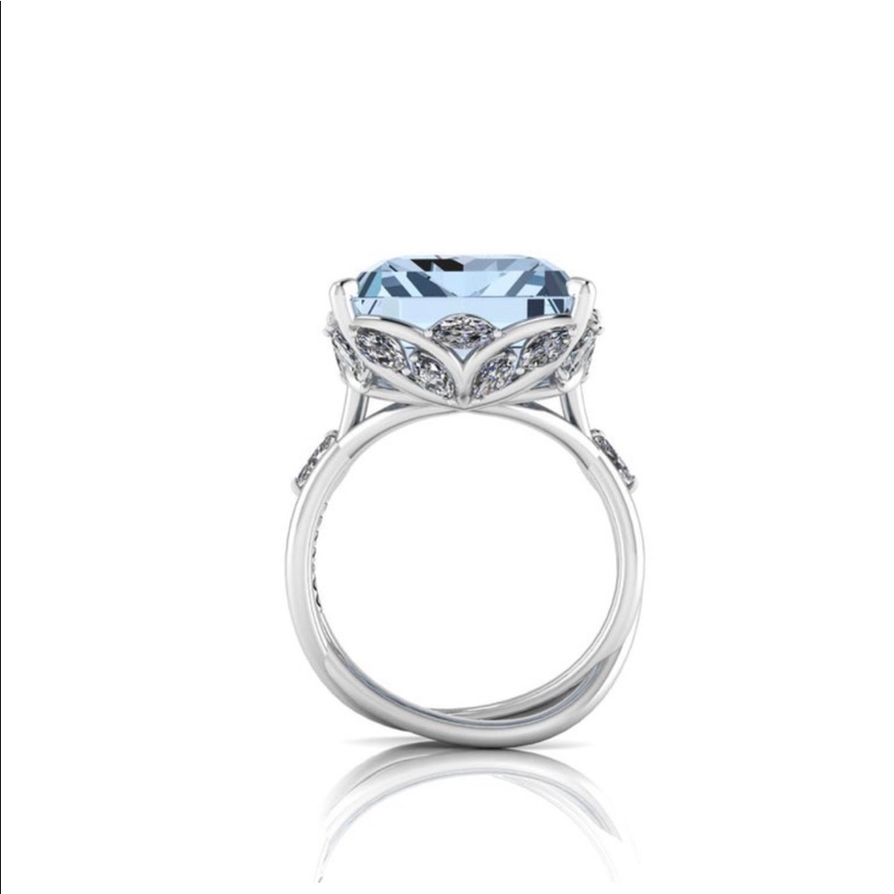 Ferrucci 12.45 ct emerald cut aquamarine gemstone ring. GIA Certified! - Picture 6 of 12